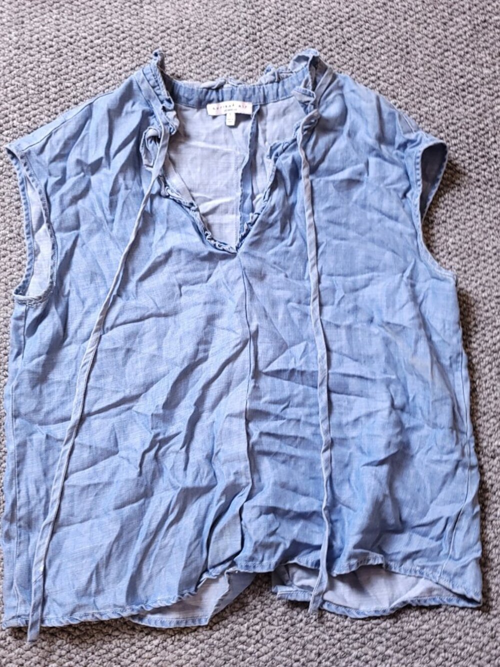 Current Air Los Angeles Shirt Womens S Small Denim Lyocell Blue Short Sleeve